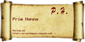 Prim Hanna névjegykártya